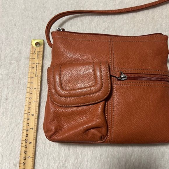 Tignanello Orange Brown Gen Leather Crossbody Bag - Picture 13 of 14